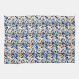  stof Toile de Jouy Frankrijk Blauwe bloemen Theedoek