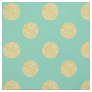 Stof: Turquoise & faux Gold polka dots Stof