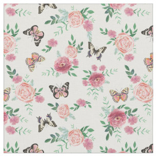 Stof van roze flessen en vlinders