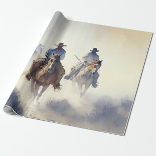 Stof western waterverf “Posse - De Jacht” Cadeaupapier