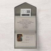 Stof witte paspoort stijl All In One Uitnodiging (Binnen)