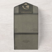 Stof witte paspoort stijl All In One Uitnodiging (Buitenkant)