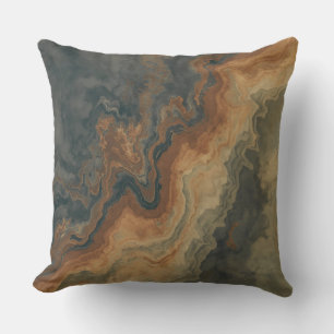 Stofachtig Marineblauw Verbrand Oranje Salie Abstr Kussen