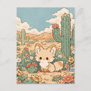 Stofachtig Salie Woestijn Kawaii Fennek Vos Briefkaart