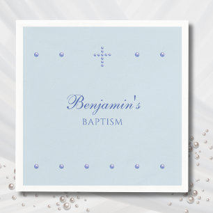 Stofblauw Eenvoudig Kruis Christelijke Doop Servet
