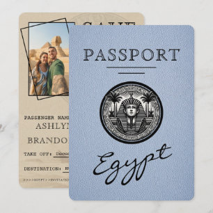 Stofblauw Egyptisch Paspoort Trouw Save the Date