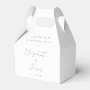 Stofblauw Elegant Schrift Huwelijkskaart Bedankt Bedankdoosjes
