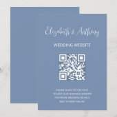 Stofblauw Elegante Script | QR Code Huwelijksreact Kaart (Voorkant / Achterkant)