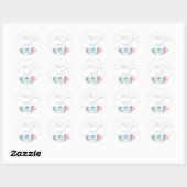 Stofblauw en Roze Speciale Feest Dankjewel Ronde Sticker (Vel)