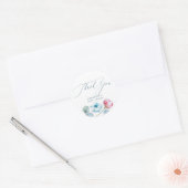 Stofblauw en Roze Speciale Feest Dankjewel Ronde Sticker (Envelop)