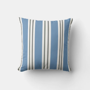 Stofblauw en Witte Kuststrepen Kussen