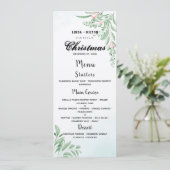 Stofblauw Eucalyptus Familie Kerst Dinner Menu (Staand voorkant)