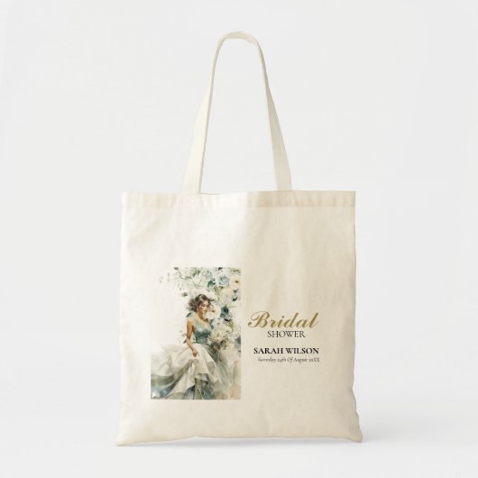 Stofblauw Eucalyptus Groen Bruiloft Brunch Tote Bag (Voorkant)