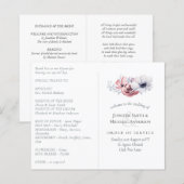 Stofblauw koraal bloemig huwelijksprogramma budget (Voorkant / Achterkant)