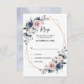 Stofblauw Mauve Eucalyptus Geometrische Trouw-RSVP RSVP Kaartje (Voorkant / Achterkant)