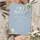 Stofblauw Oh Baby Botanische Groene Baby Shower Kaart