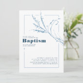 Stofblauw Pampas Gras Modern Minimalistisch Doopfe Kaart (Staand voorkant)