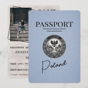Stofblauw Polen Paspoort Save The Date