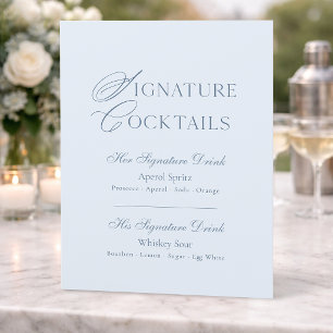 Stofblauw uithangbord voor Signature Cocktails
