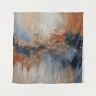 Stofblauw Verbrand Oranje Marineblauw Abstract Wandkleed