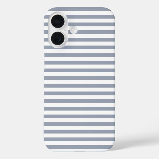 Stofblauw & Wit Moppig Horizontaal Gestreept Case-Mate iPhone Case (Achterkant)
