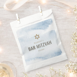 Stofblauwe Aquarel Bar Mitswa Favoriet Zakken Bedankzakje
