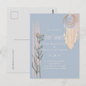 Stofblauwe Baby Shower Boho Briefkaart (Voorkant / Achterkant)