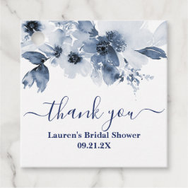 Stofblauwe bloem bruidsontbijt Favor Tags Bedankjes Labels