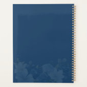Stofblauwe bloemige botanische trouw planner (Achterkant)
