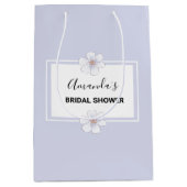 Stofblauwe bloemige bruidsmeisjesfeest middelgrote medium cadeauzakje (Voorkant)