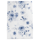 Stofblauwe bloemige cadeautas (Achterkant)