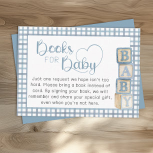 Stofblauwe boeken voor baby kaart baby shower bijl