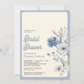 Stofblauwe Boho-wildbloem-fotobruiloftsdouche Kaart (Voorkant)