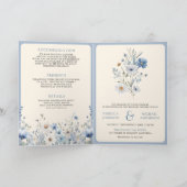 Stofblauwe Boho Wildflower QR Code Huwelijk (Binnen)