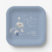 Stofblauwe Bruidsfeest Papieren Bordje (Voorkant)
