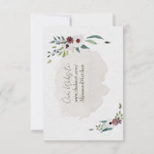 Stofblauwe en wijnroze antwoordkaart RSVP kaartje (Achterkant)