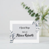 Stofblauwe Eucalyptus   Bruidsdouche Recept Briefkaart (Staand voorkant)