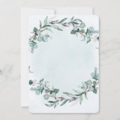 Stofblauwe Eucalyptus Groene Bruiloftsborrel Kaart (Achterkant)