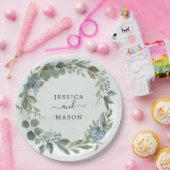 Stofblauwe Eucalyptus Trouw Bruiloft Papieren Bord (Feest)