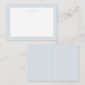 Stofblauwe geruite jongensnotitiekaart notitiekaartje (Voorkant / Achterkant)