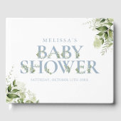 Stofblauwe groene letter baby shower gastenboek (Voorkant)