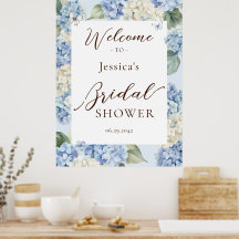 Stofblauwe Hortensia Waterverf Bruidsdouche