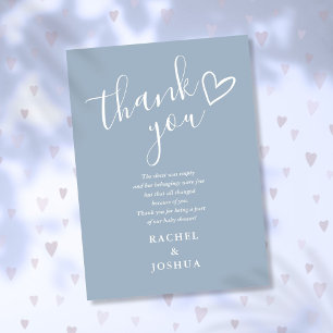 Stofblauwe Jongens Baby Shower Script Hart Gedicht Bedankkaart