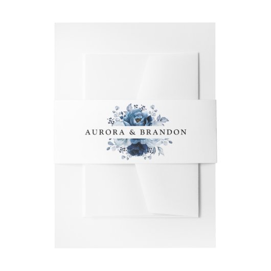 Stofblauwe Leisteen Marine Bloemachtige Botanische Uitnodigingen Wikkel (Voorkant Voorbeeld)