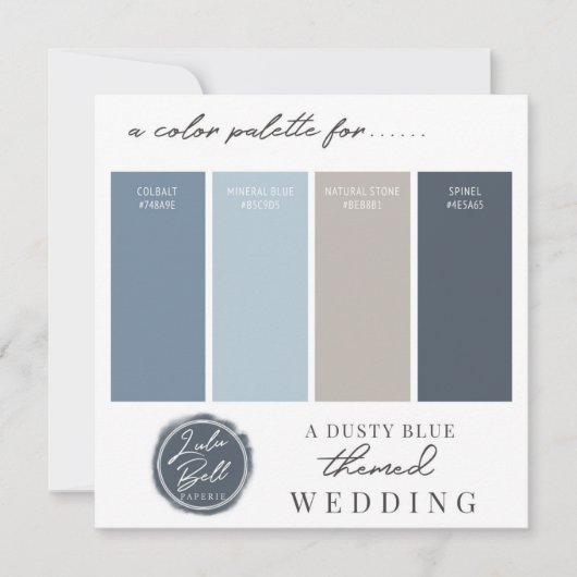 Stofblauwe marine en grijze kleurpaletkaart kaart (Voorkant)