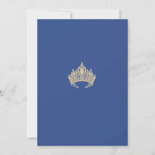 Stofblauwe Prinses Quinceañera Uitnodiging (Achterkant)