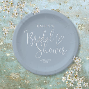 Stofblauwe Script Calligraphy Bruidsborrel Papieren Bordje