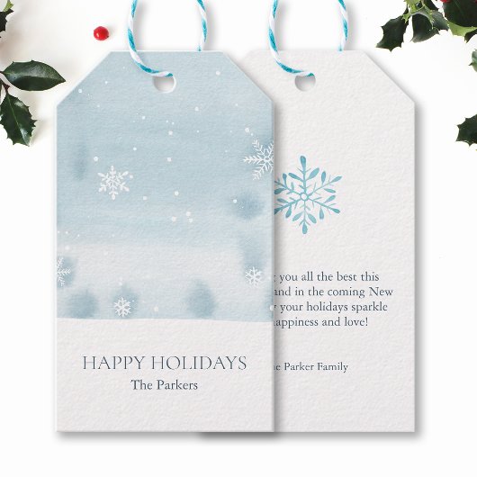 Stofblauwe Sneeuwvlok Cadeaubijsluiter Cadeaulabel
