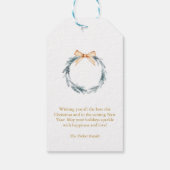 Stofblauwe Sneeuwvlok Cadeaubijsluiter Cadeaulabel (Achterkant)