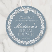 Stofblauwe Talavera Spaanse Fiesta Bruidsbrunch Bedankjes Labels (Achterkant)